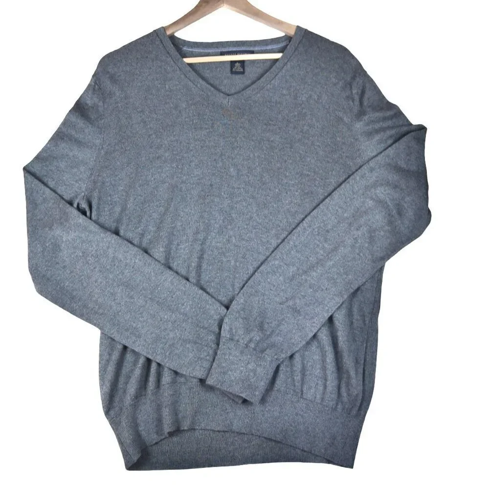 Banana Republic Men’s Grey Silk Cashmere Blend Sweater Size L V-Neck Pullover